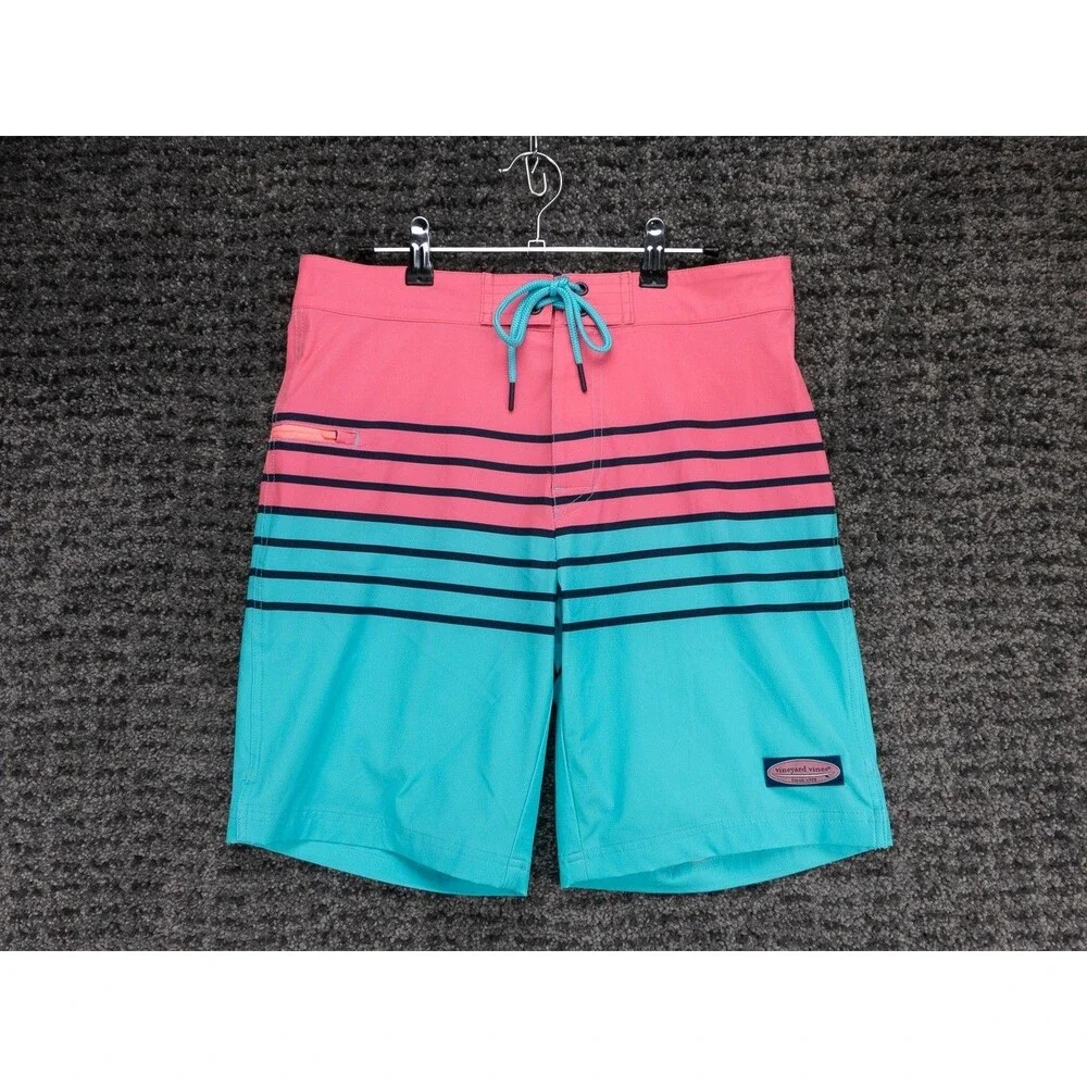 Vineyard Vines Performance Board Shorts Mens 30 Actual 31 Turquoise Pink Stretch